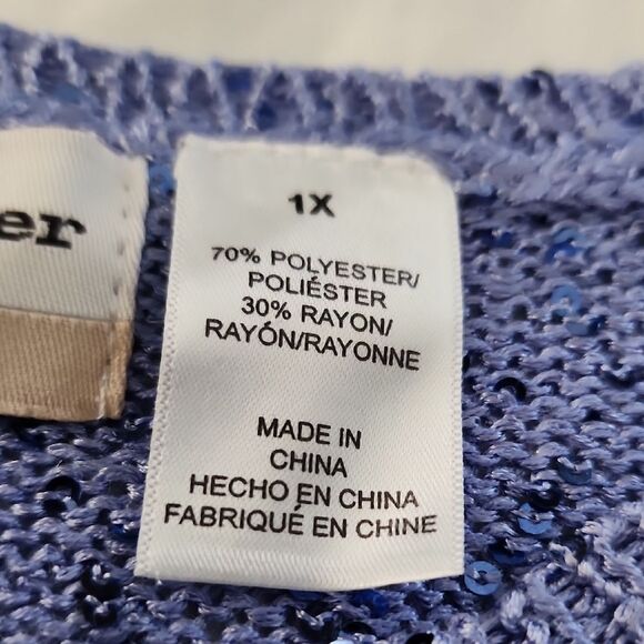 Alfred Dunner Striped Sequin Sweater knitted women size 1X Casual Sophisticated - Picture 10 of 11